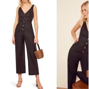 Reformation Vera Black Linen Button
Jumpsuit Size 4